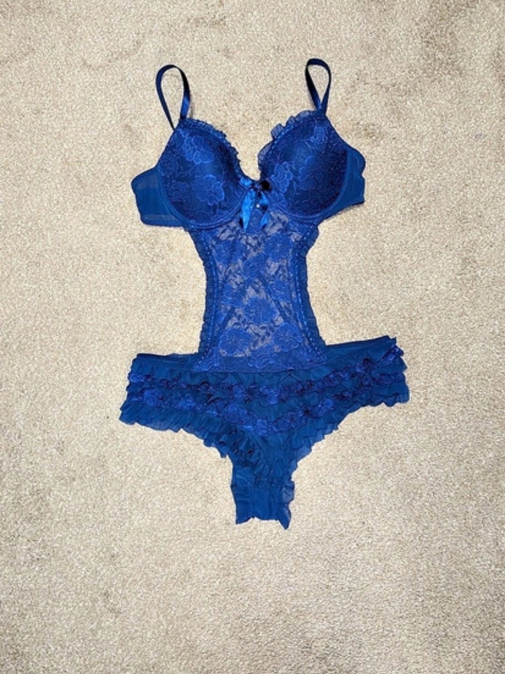 Royal Blue Lace Teddy Size 3X